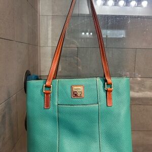 Dooney & Bourke Aqua and Brown Tote Bag